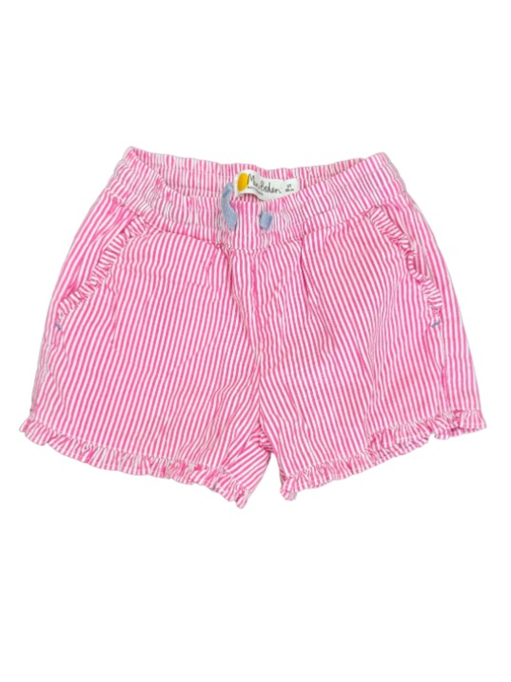 Mini Boden Girls Pink Seersucker Ruffle Shorts Size 3Y 98 cm